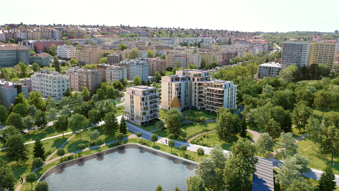 Luxusní Penthousy Radimova Praha 6 - exteriér z dronu Luxusní Penthousy Radimova Praha 6 - exteriér z dronu