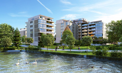 Luxusní Penthousy Radimova Praha 6 - exteriér s rybníkem Luxusní Penthousy Radimova Praha 6 - exteriér s rybníkem